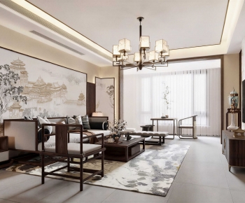 New Chinese Style A Living Room-ID:785288865