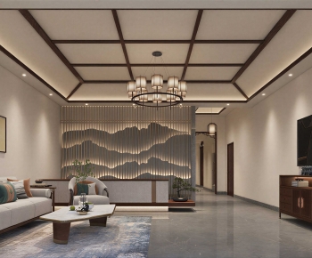 New Chinese Style A Living Room-ID:841379274