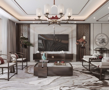 New Chinese Style A Living Room-ID:217029097