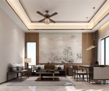 New Chinese Style A Living Room-ID:349306114