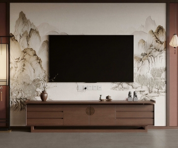 New Chinese Style TV Wall-ID:826993947