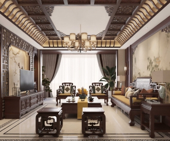 New Chinese Style A Living Room-ID:550045014