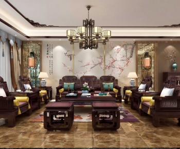 New Chinese Style A Living Room-ID:794981961