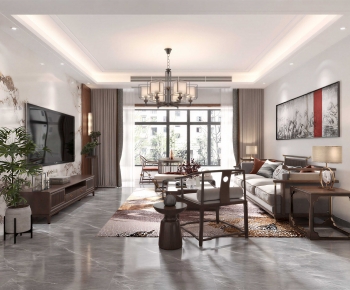 New Chinese Style A Living Room-ID:209553961