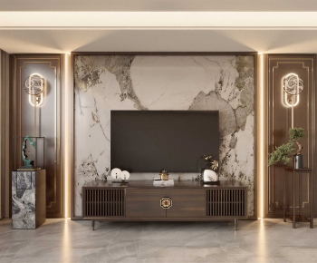 New Chinese Style TV Wall-ID:477652078