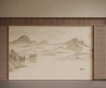 New Chinese Style TV Wall-ID:929822925