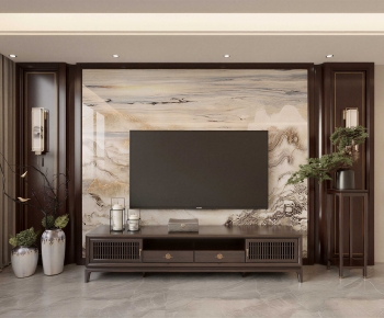 New Chinese Style TV Wall-ID:434930366