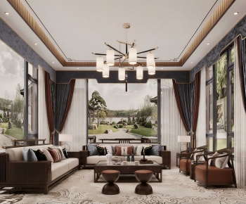 New Chinese Style A Living Room-ID:983688851