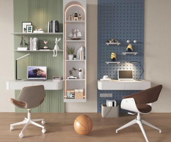 Modern Computer Desk And Chair-ID:538521055