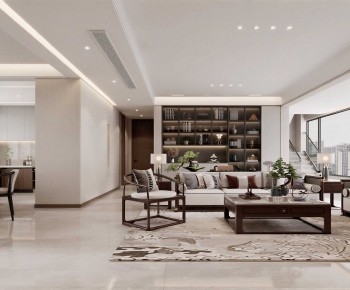 New Chinese Style A Living Room-ID:618455891