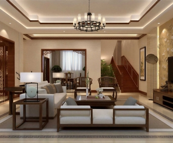 New Chinese Style A Living Room-ID:871428017