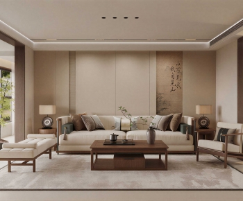 New Chinese Style A Living Room-ID:980572942