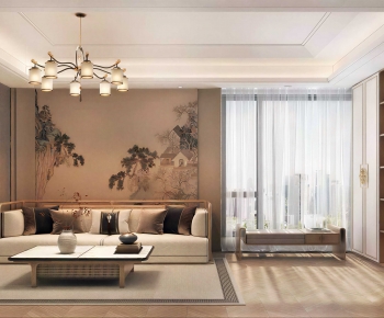 New Chinese Style A Living Room-ID:759803061