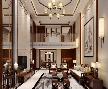 New Chinese Style A Living Room-ID:309818983