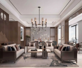 New Chinese Style A Living Room-ID:919015883