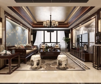 New Chinese Style A Living Room-ID:746474034