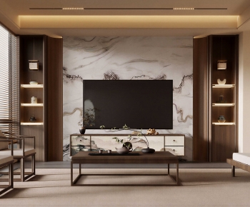 New Chinese Style A Living Room-ID:320040947