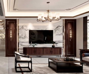 New Chinese Style A Living Room-ID:509958985