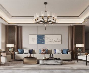 New Chinese Style A Living Room-ID:639800077