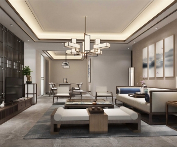 New Chinese Style A Living Room-ID:901170026