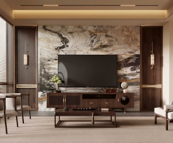 New Chinese Style A Living Room-ID:965905909