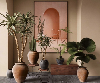 Wabi-sabi Style Ground Green Plant Potted Plants-ID:855942013