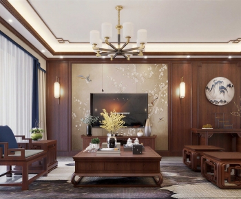 New Chinese Style A Living Room-ID:753376017