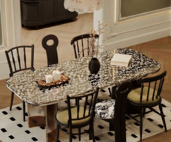 French Style Dining Table And Chairs-ID:384614949