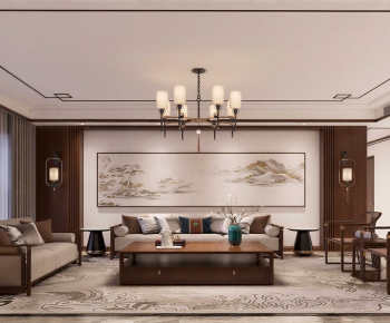 New Chinese Style A Living Room-ID:576920998