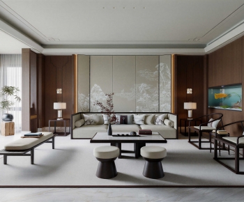 New Chinese Style A Living Room-ID:139426956