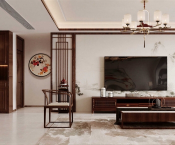 New Chinese Style A Living Room-ID:393670088