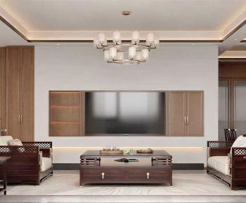 New Chinese Style A Living Room-ID:385148055