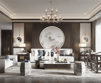 New Chinese Style A Living Room-ID:910928961