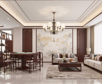 New Chinese Style A Living Room-ID:943171024