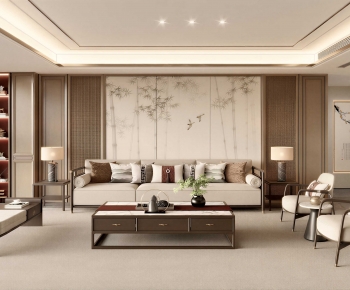 New Chinese Style A Living Room-ID:419950592