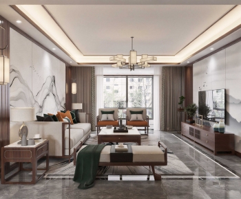 New Chinese Style A Living Room-ID:775299115