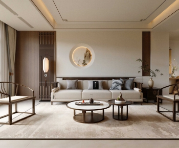 New Chinese Style A Living Room-ID:444163088