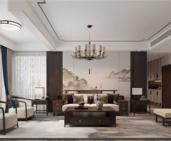 New Chinese Style A Living Room-ID:806421044