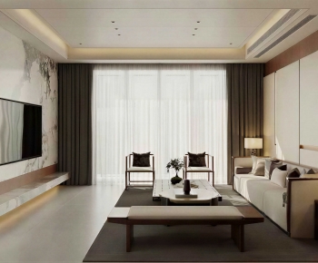 New Chinese Style A Living Room-ID:679228078