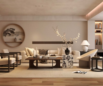 New Chinese Style A Living Room-ID:621155981