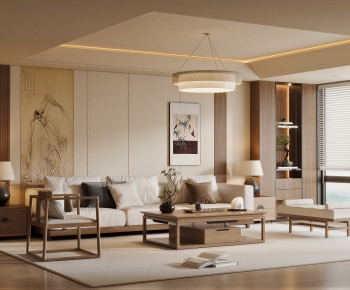 New Chinese Style A Living Room-ID:275618086