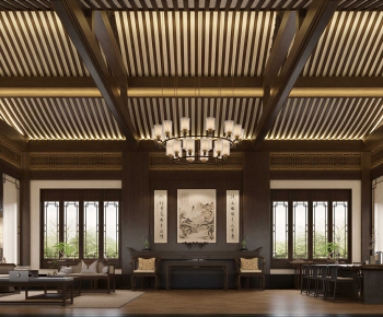 New Chinese Style A Living Room-ID:698715933