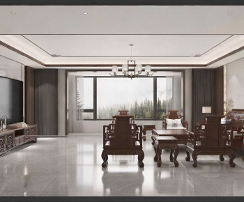 New Chinese Style A Living Room-ID:366300114