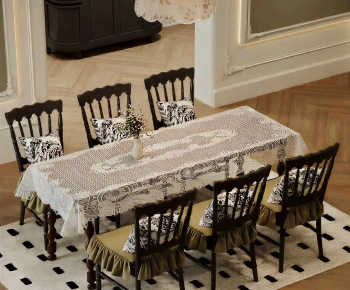French Style Dining Table And Chairs-ID:738657006