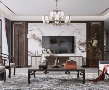 New Chinese Style A Living Room-ID:837788115