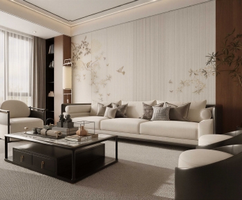 New Chinese Style A Living Room-ID:995455036
