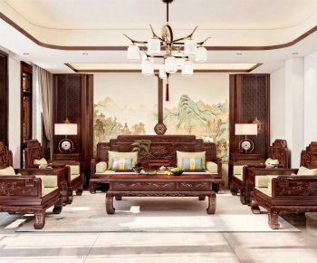 New Chinese Style A Living Room-ID:365463979
