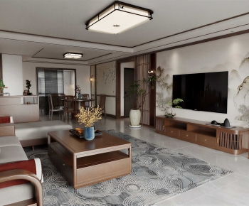 New Chinese Style A Living Room-ID:443896069