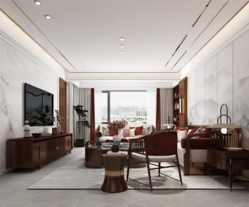 New Chinese Style A Living Room-ID:481319902