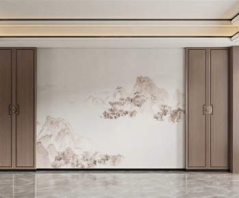 New Chinese Style TV Wall-ID:922863964